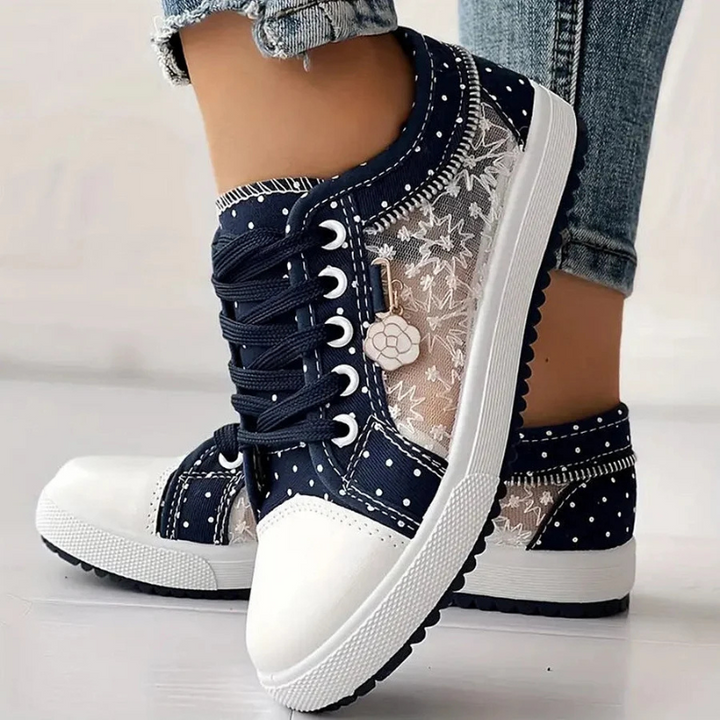 Spencer | Floral Mesh Lace-Up Sneakers