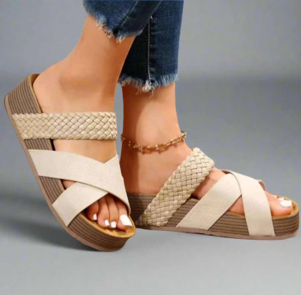 Silvana | Woven Cross Strap Platform Sandals