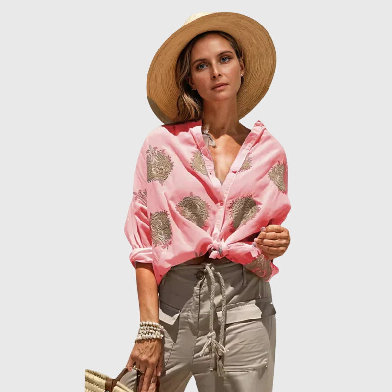 Perpetua | Paisley Print Button-Up Blouse