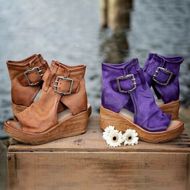 Adriana | Ankle Buckle Wedge Sandals