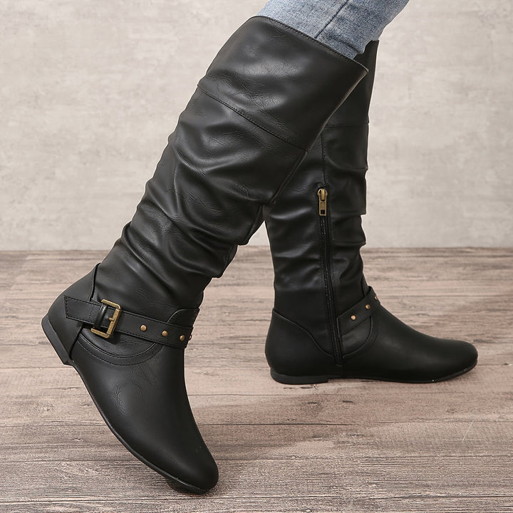 Paige | Slouchy Knee-High Boots with Buckle