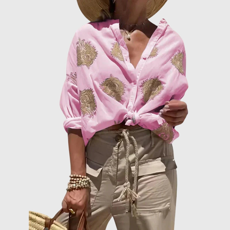 Perpetua | Paisley Print Button-Up Blouse