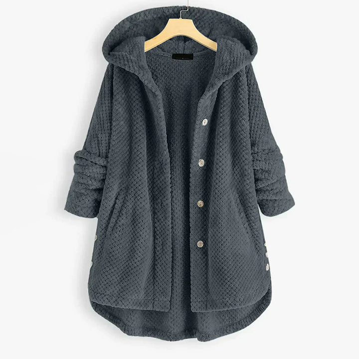 Alexandra | Ribbed Hooded Coat with Buttons