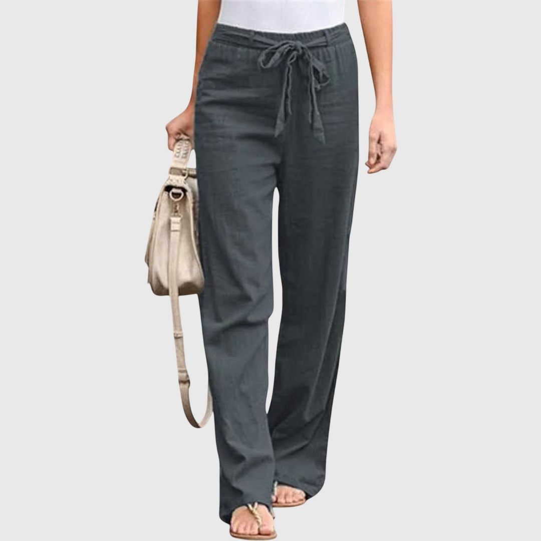Mariel | Wide Leg Linen Pants with Tie Belt