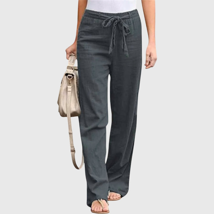 Mariel | Wide Leg Linen Pants with Tie Belt