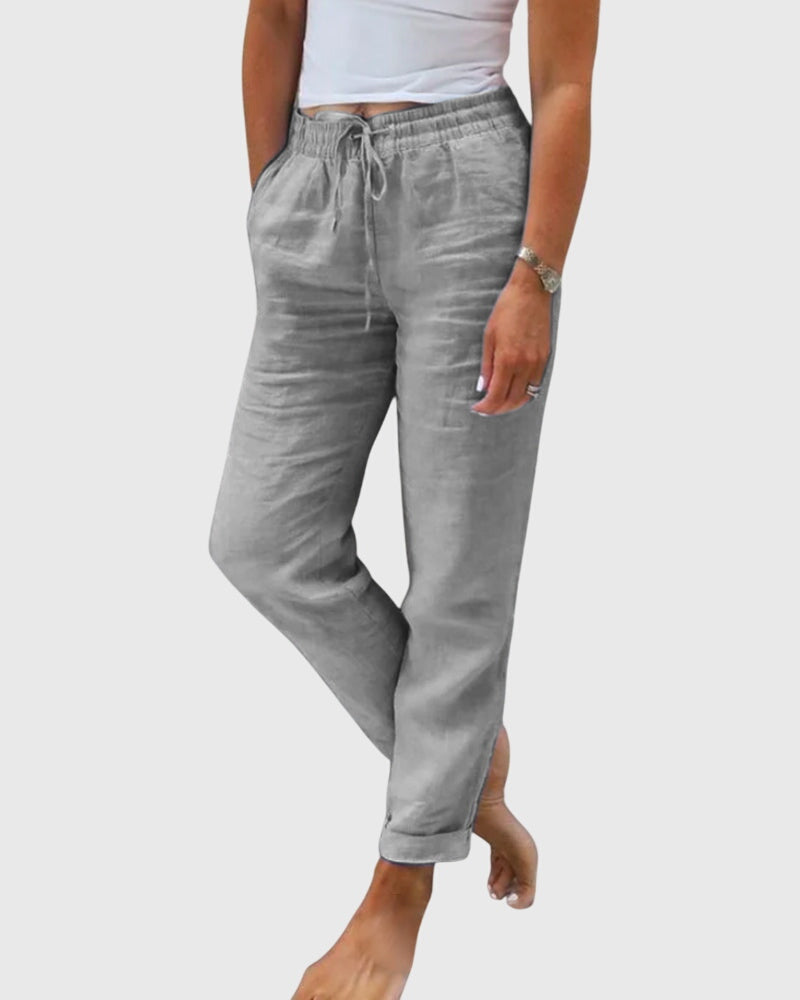 Cassia | Relaxed Drawstring Linen Pants with Pockets