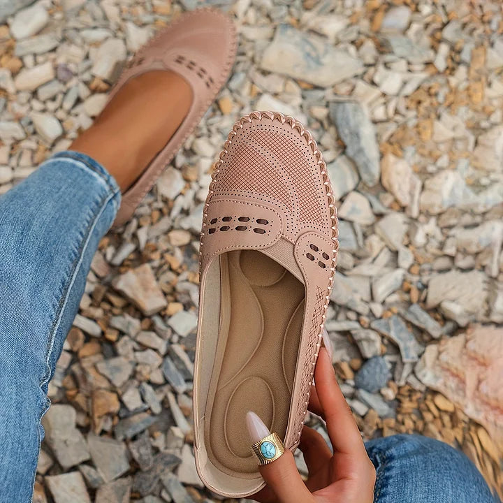 Mora | Perforated Slip-On Round Toe Flats
