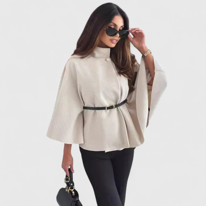 Augusta | Funnel Neck Coat with Belted Waist