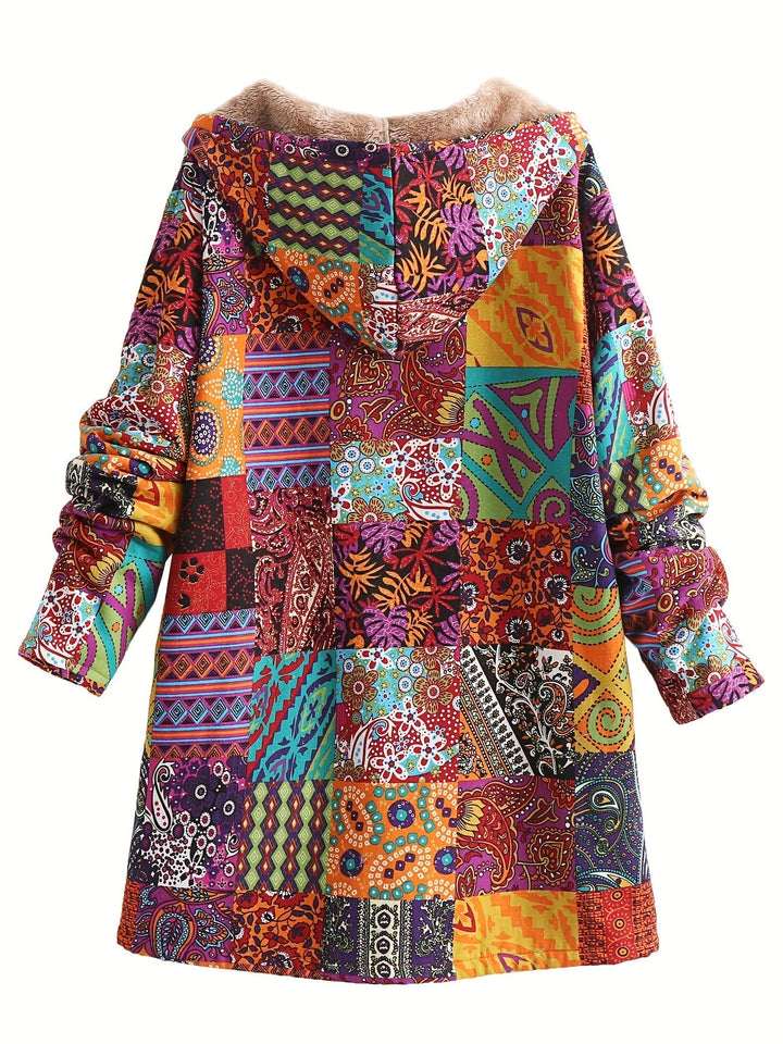 Estella | Patchwork Hooded Fleece Winter Coat