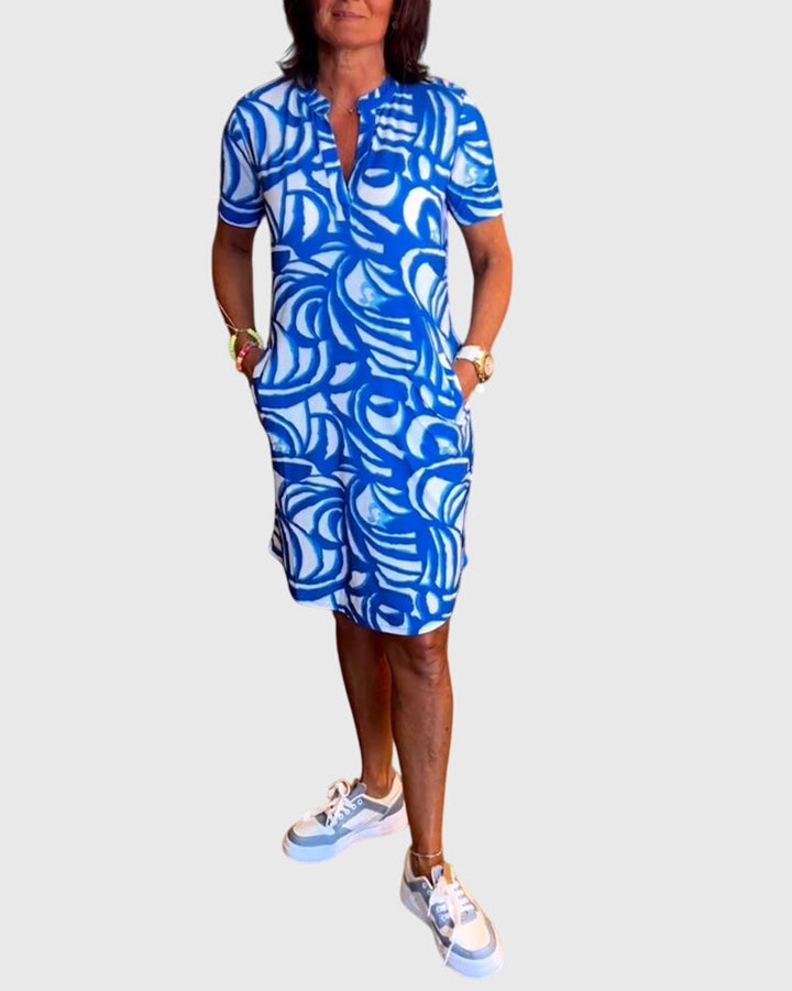 Yvaine | Abstract Print Shirt Dress with Pockets
