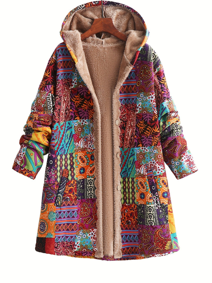 Estella | Patchwork Hooded Fleece Winter Coat