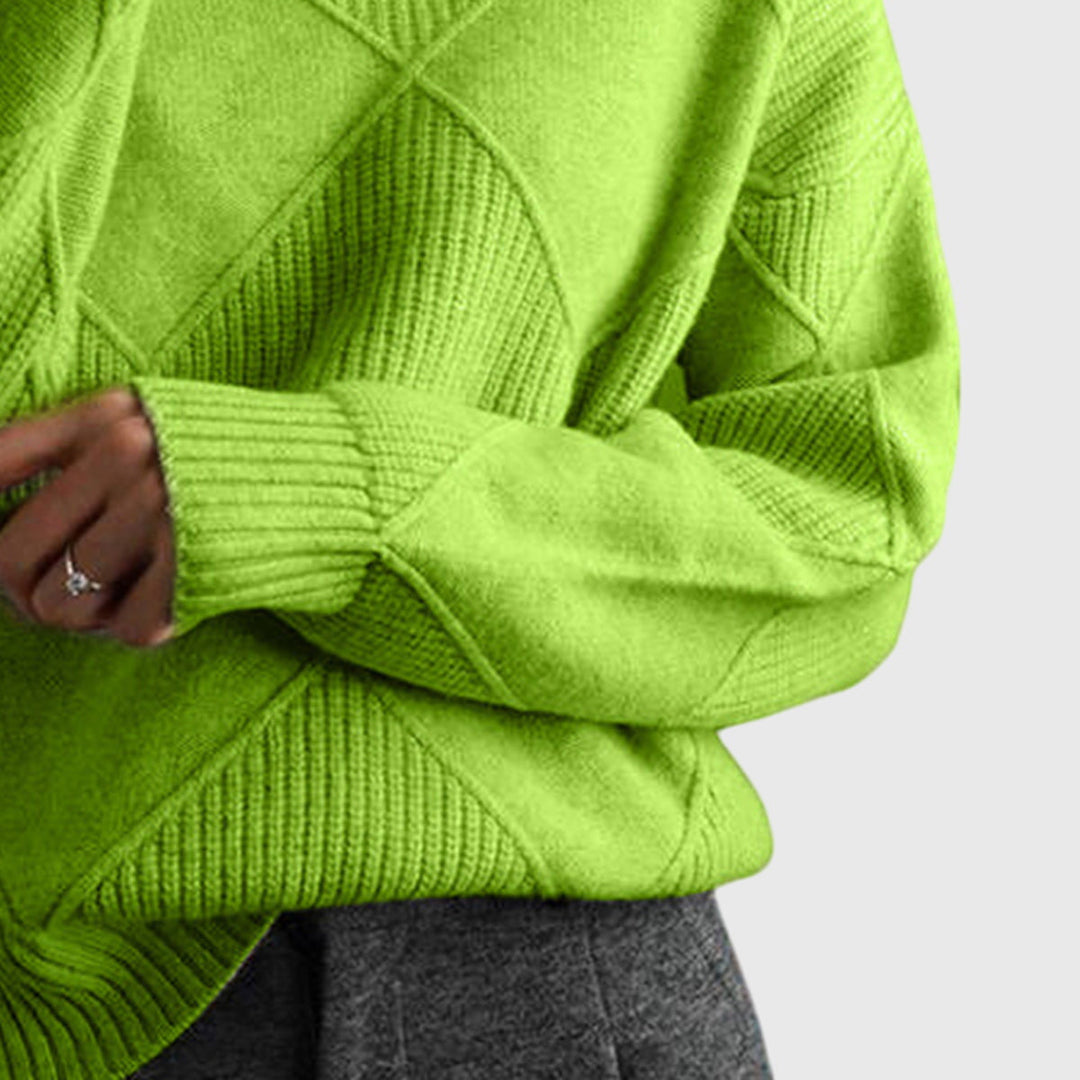 Neve | Geometric Knit Turtleneck Sweater with Long Sleeves