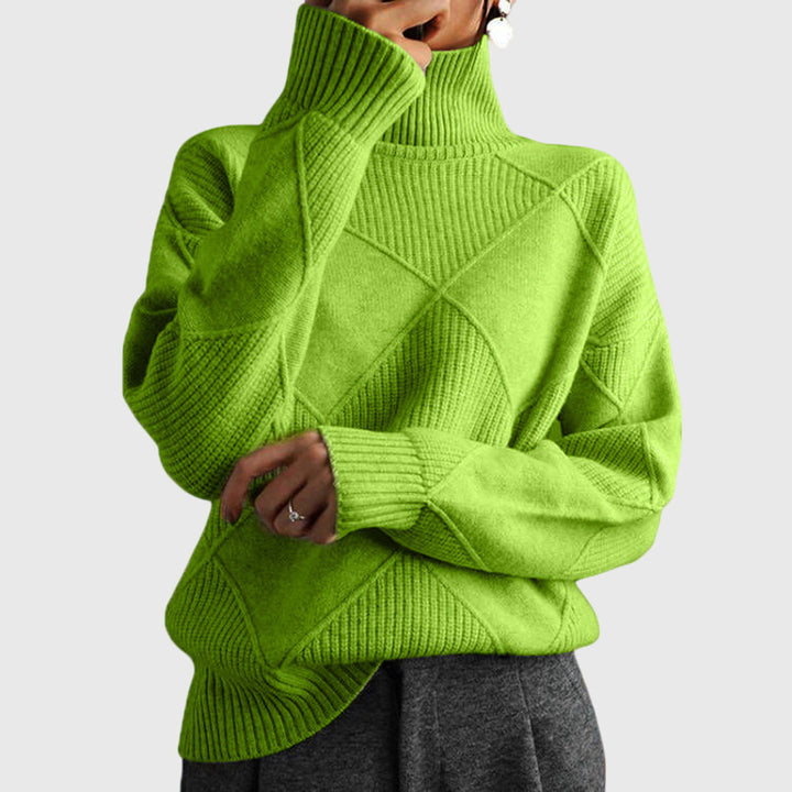 Neve | Geometric Knit Turtleneck Sweater with Long Sleeves