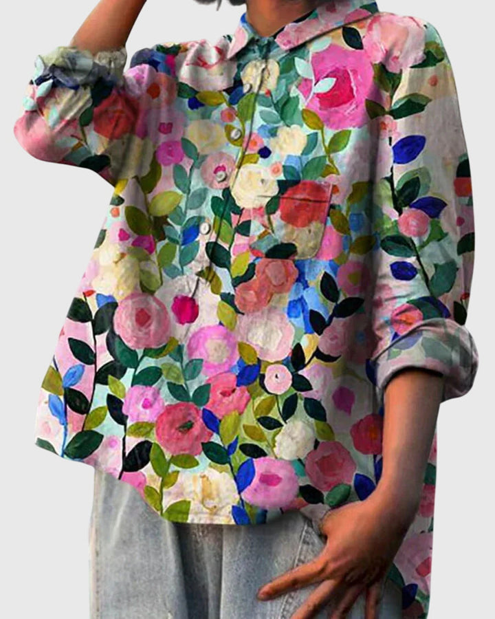 Winona | Floral Print Collared Button-Up Blouse