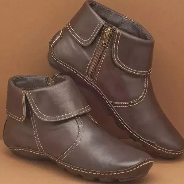 Amaris | Vintage Leather Ankle Boots with Side Zip