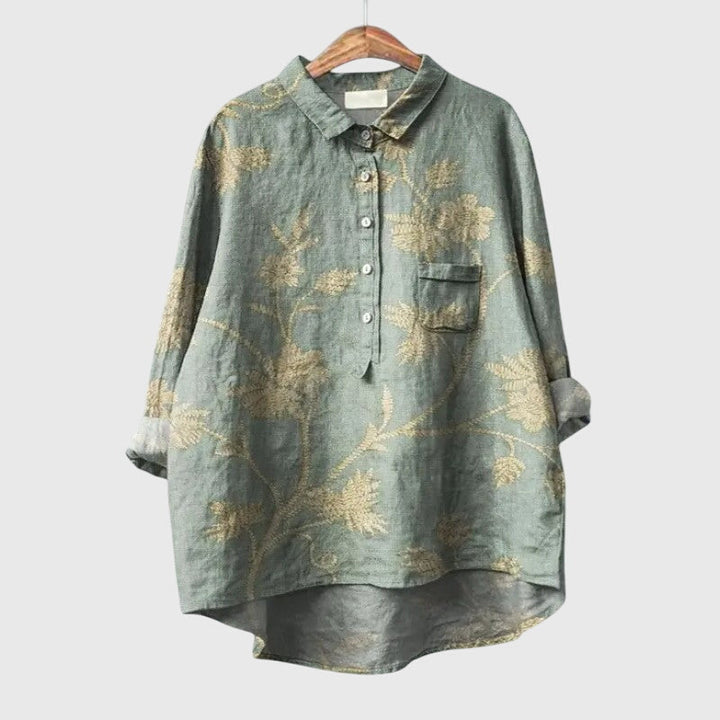 Tori | Floral Print Blouse with Button Front