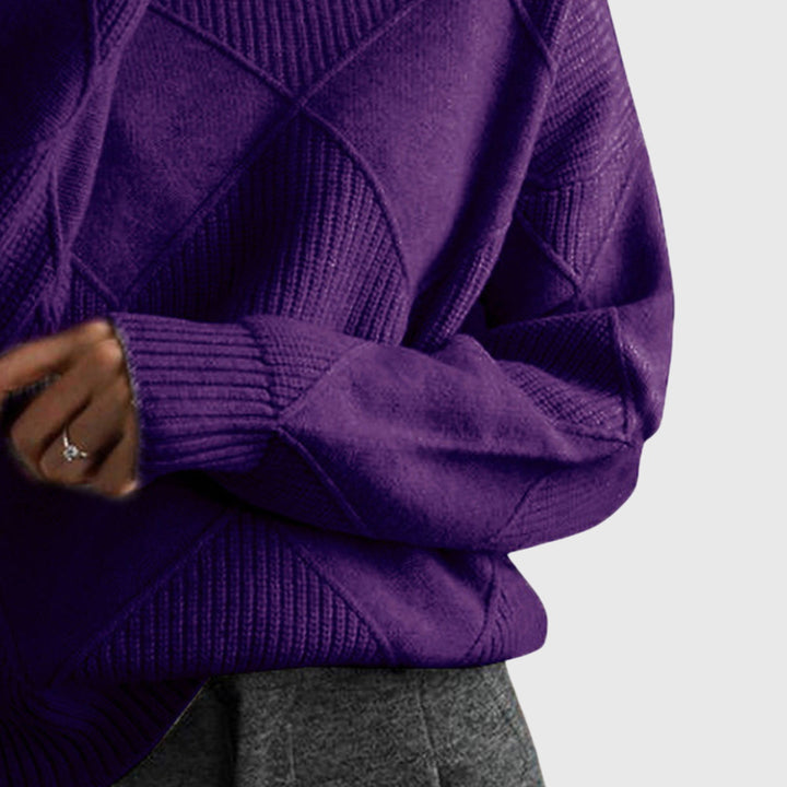 Neve | Geometric Knit Turtleneck Sweater with Long Sleeves