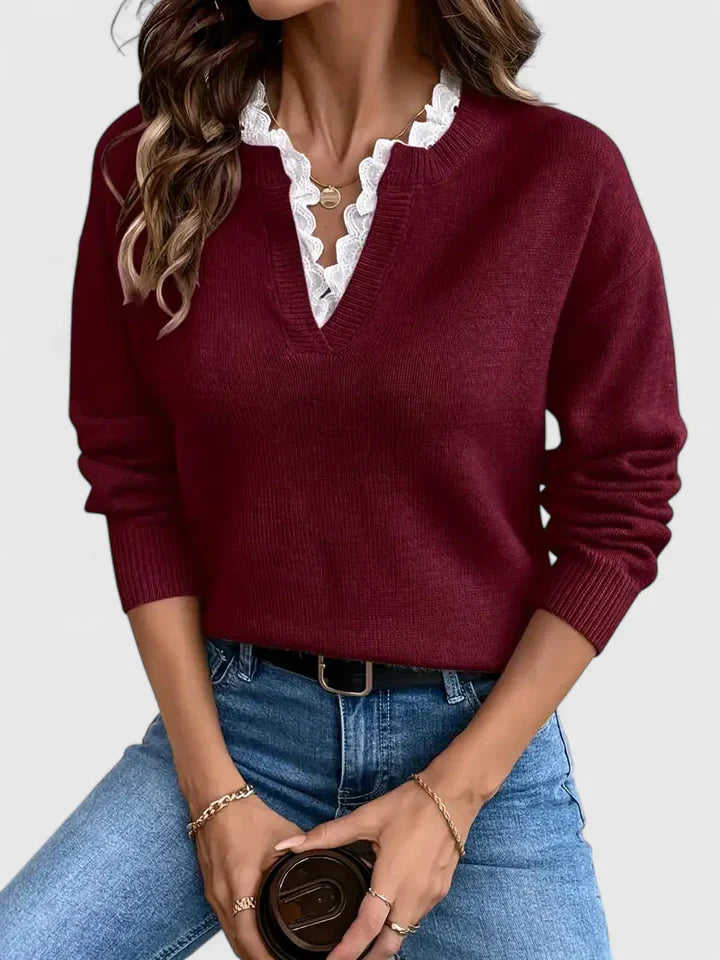 Emilia | Lace Detail Elegant Blouse