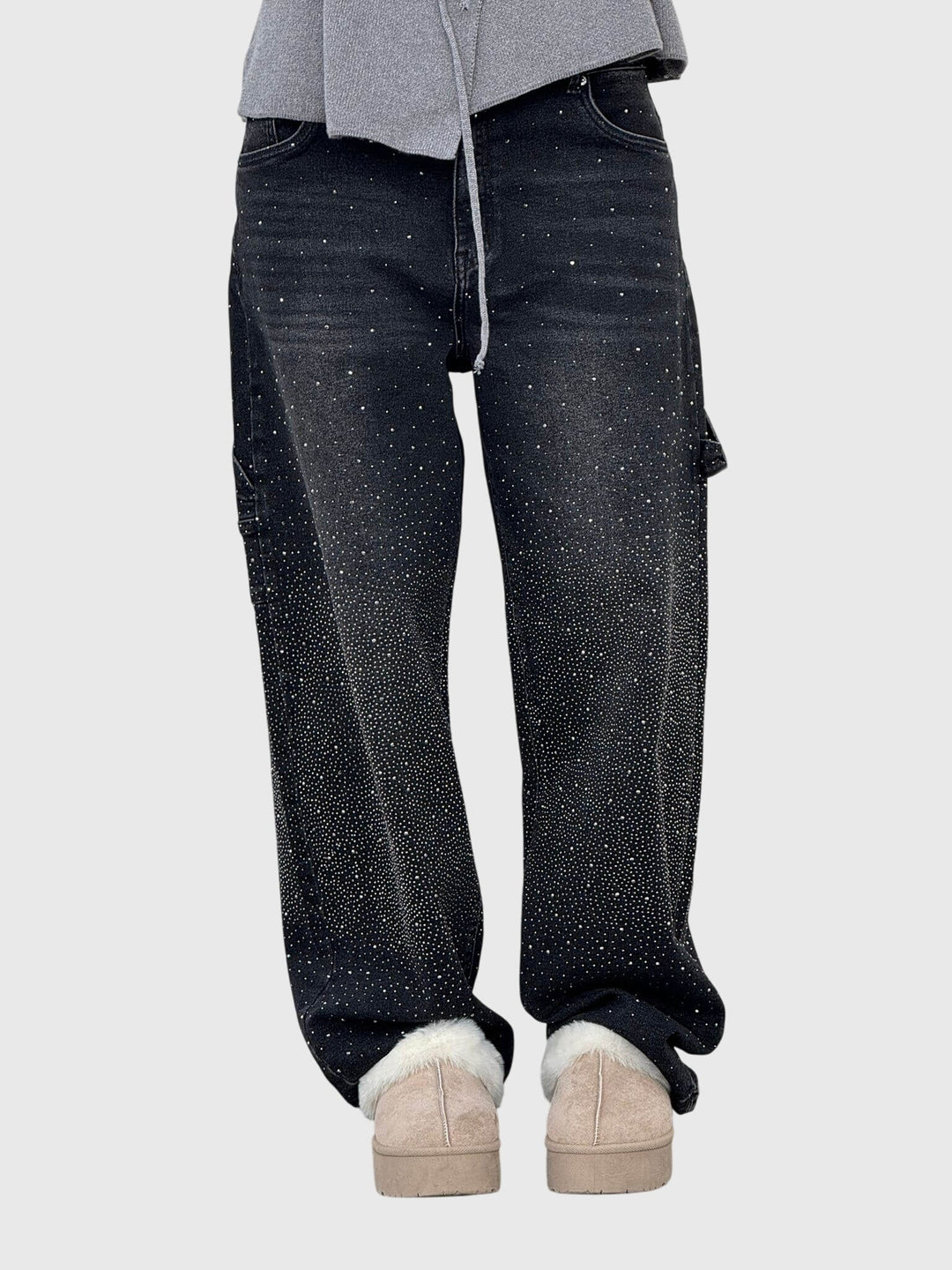 Vanda | Embellished Wide Leg Jeans with Sparkle