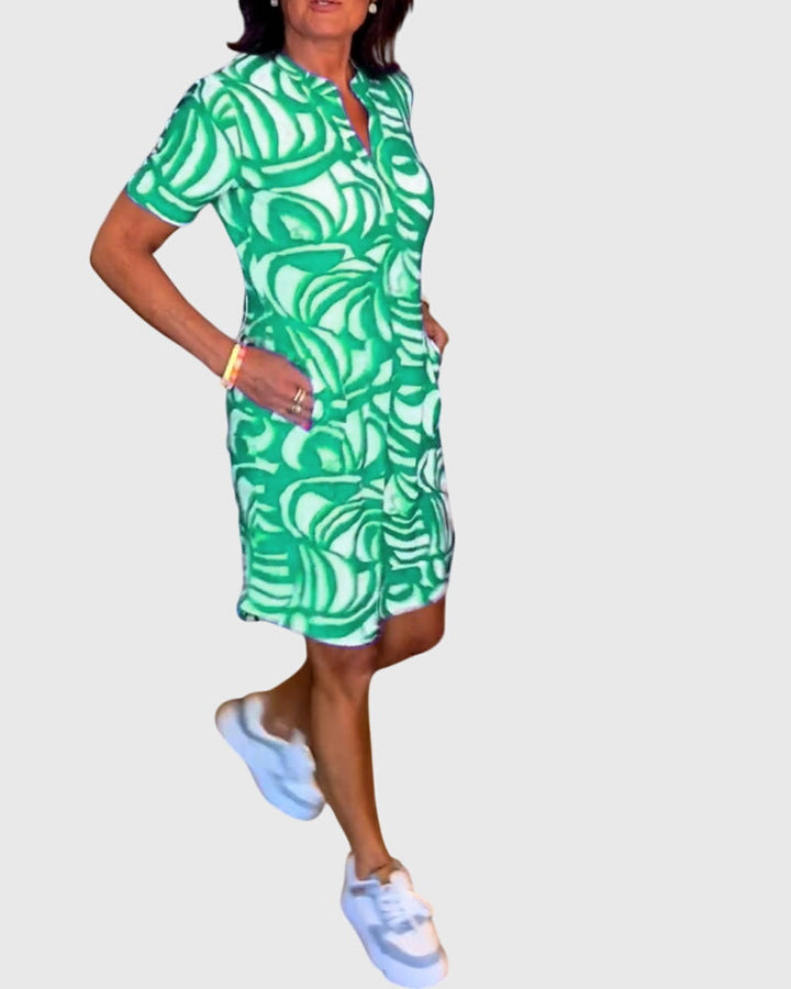 Yvaine | Abstract Print Shirt Dress with Pockets