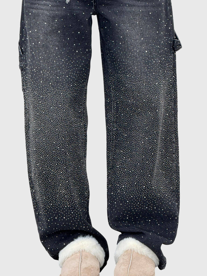 Vanda | Embellished Wide Leg Jeans with Sparkle