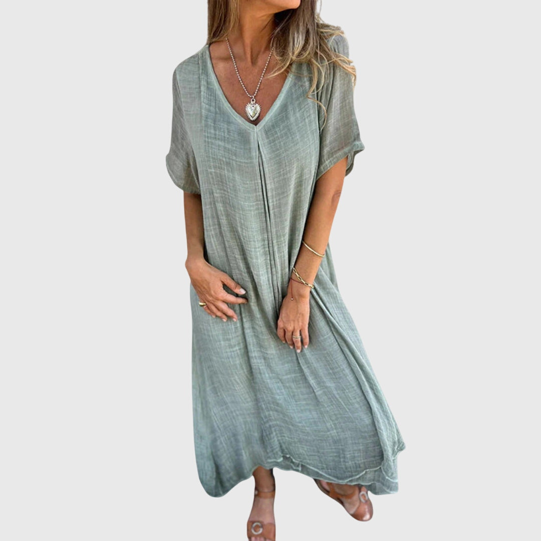 Fiona | Lightweight V-Neck Midi Dress
