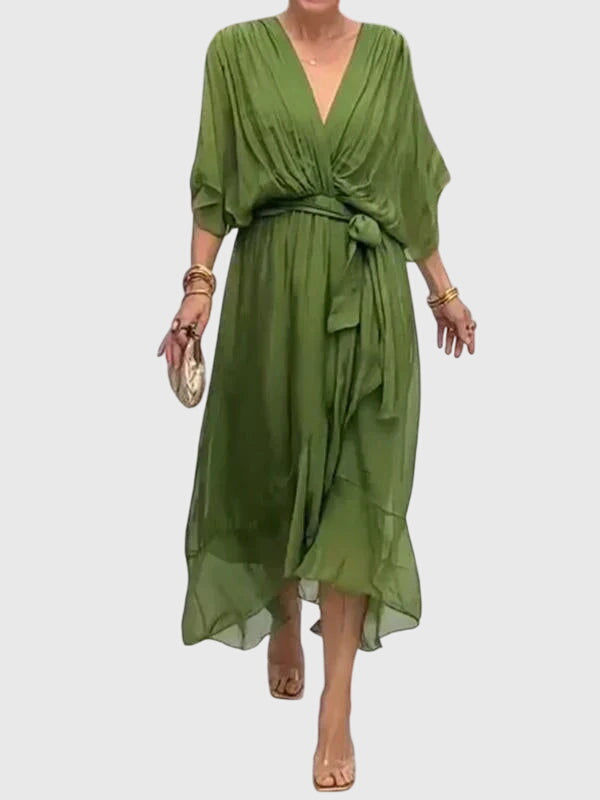 Celine | Flowy Empire Waist Dress with Belt