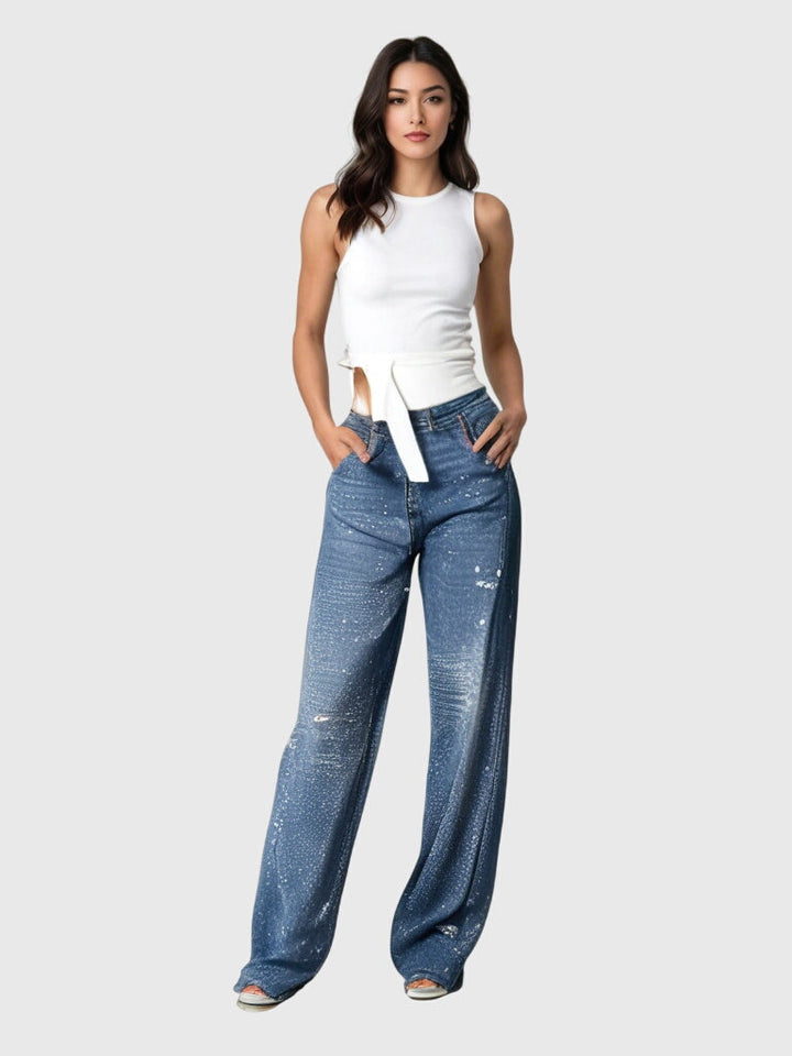 Vanda | Embellished Wide Leg Jeans with Sparkle
