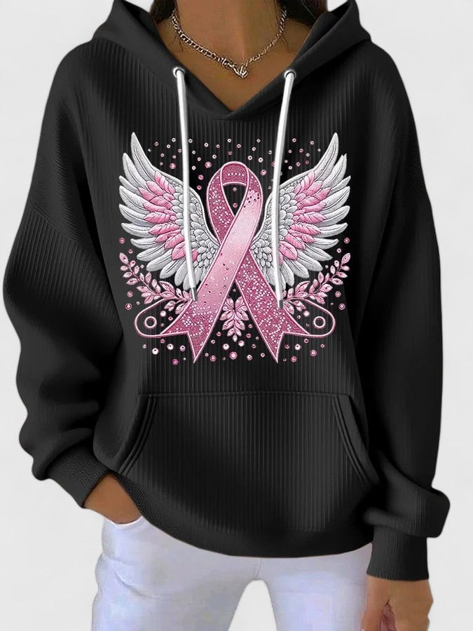 Ilse | Ribbon Wings Print Hoodie Sweatshirt