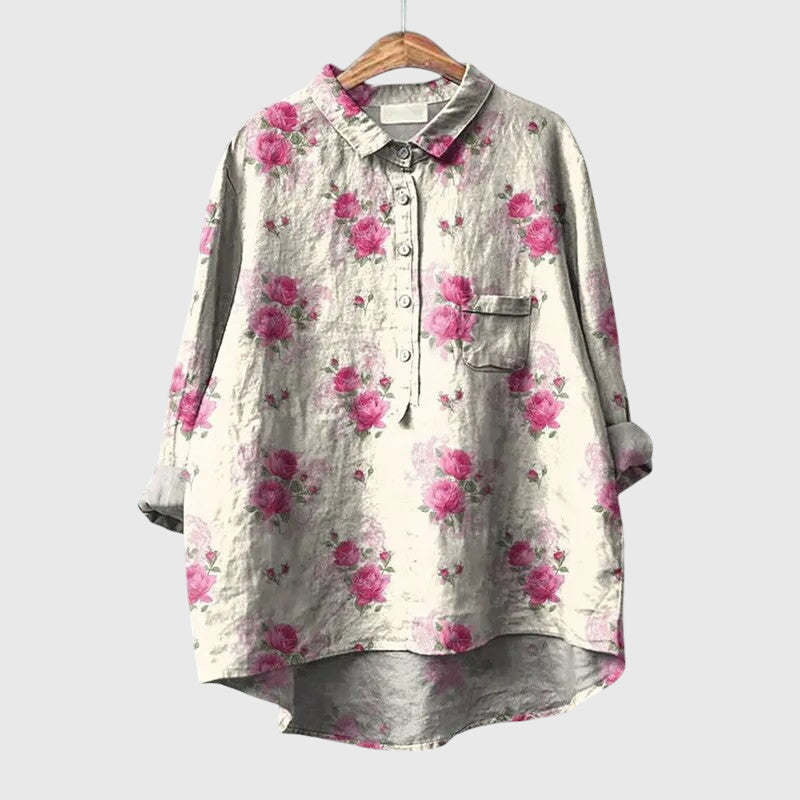 Tori | Floral Print Blouse with Button Front