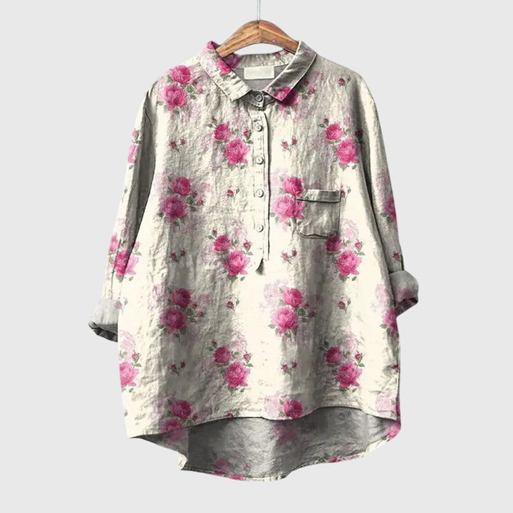 Tori | Floral Print Blouse with Button Front