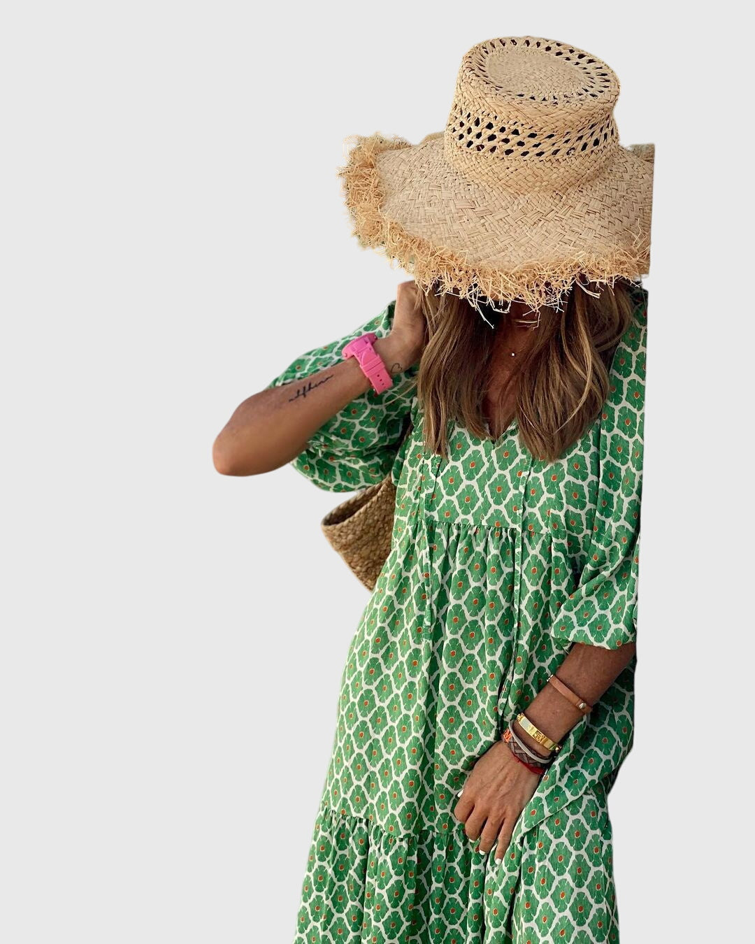 Fleurine | Floral Print Boho Maxi Dress Long Sleeve