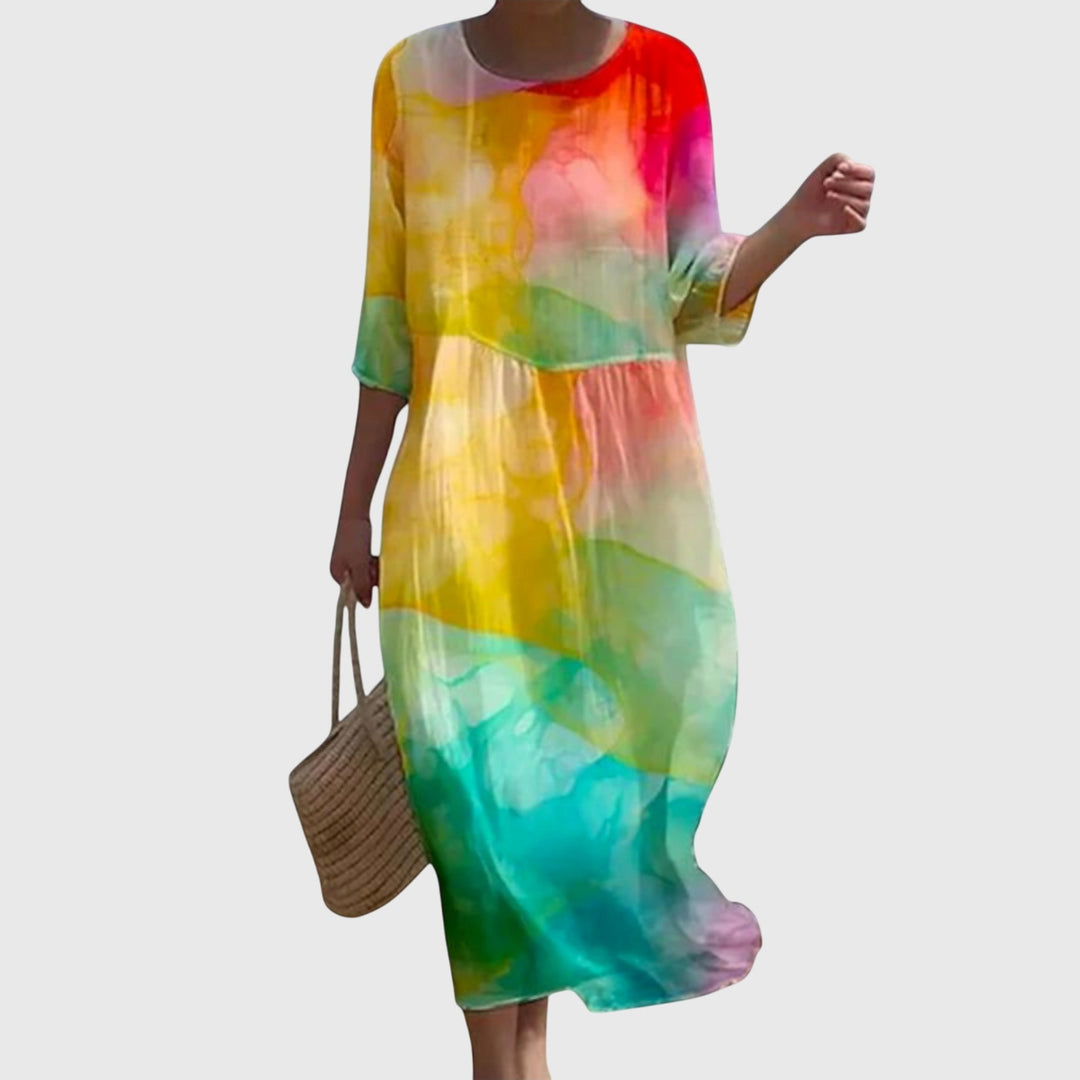 Bellarosa | Floral Midi Dress with 3/4 Sleeves