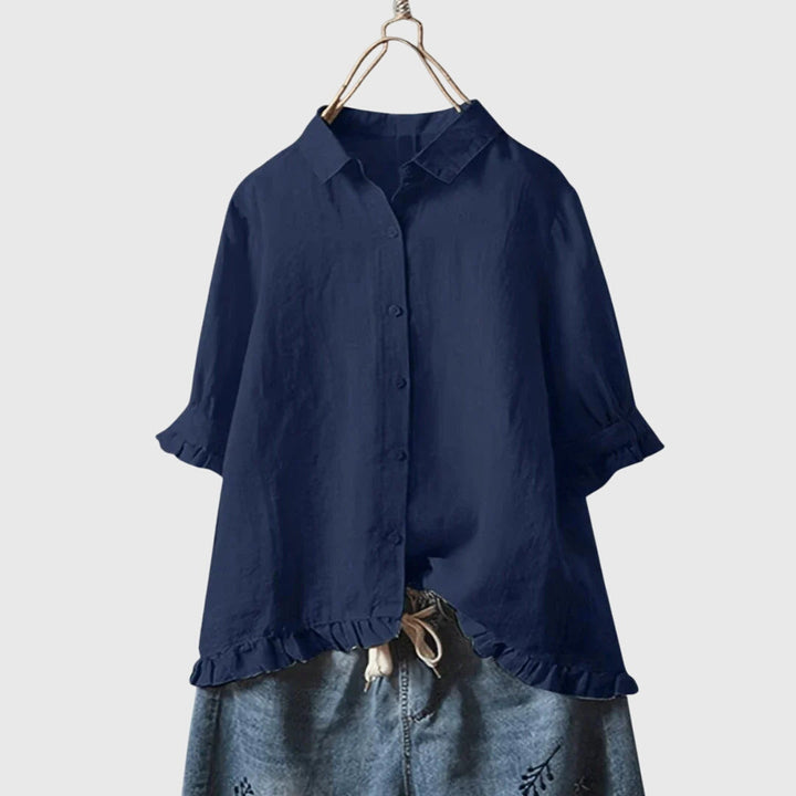Floriana | Ruffled Hem Button Up Shirt
