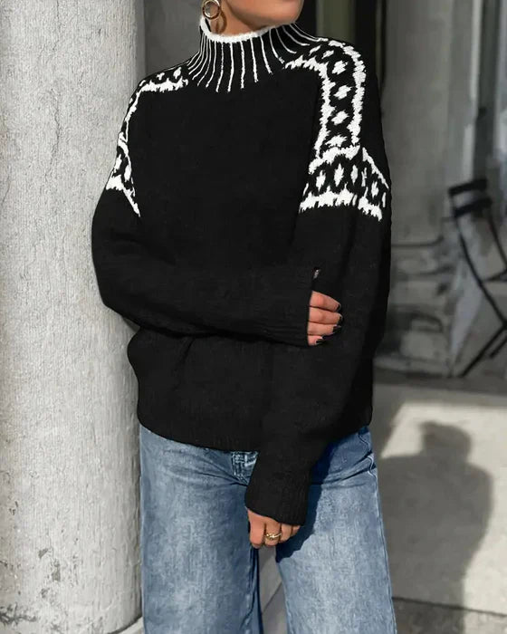 Sabrina | Fair Isle Mock Neck Sweater