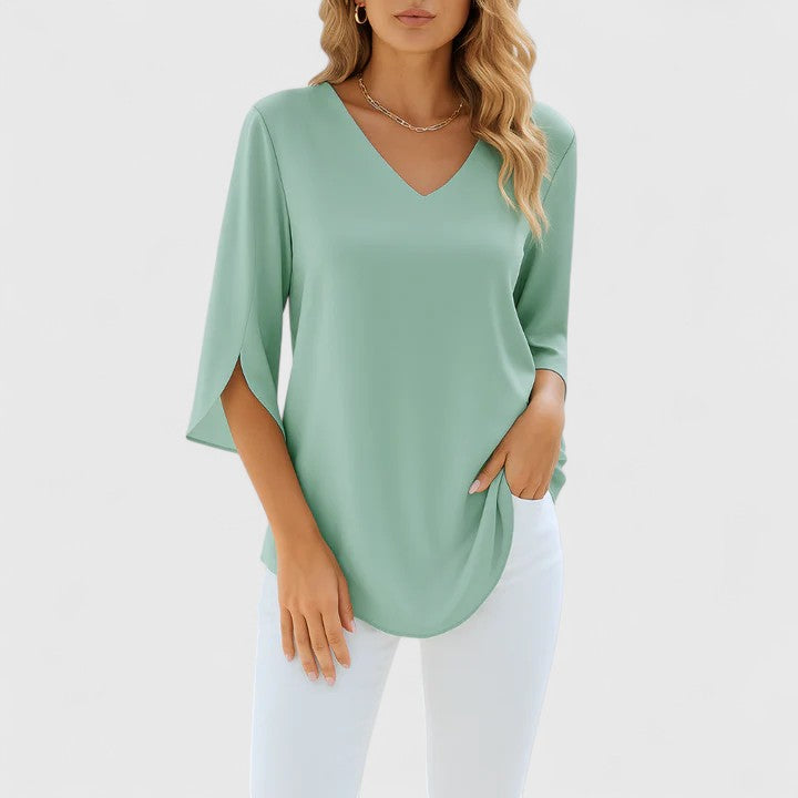 Nathalie | V-Neck Blouse with Split Sleeves