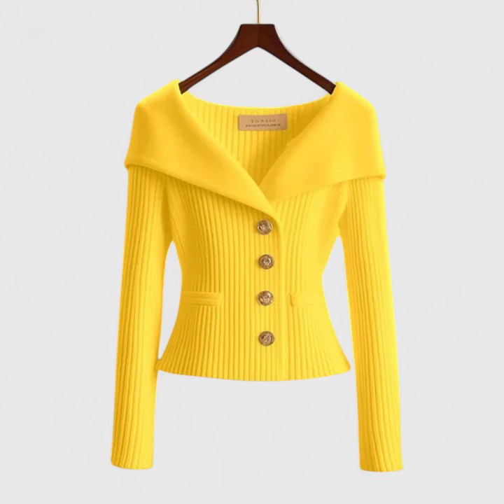 Mathilda | Ribbed V-Neck Cardigan with Buttons