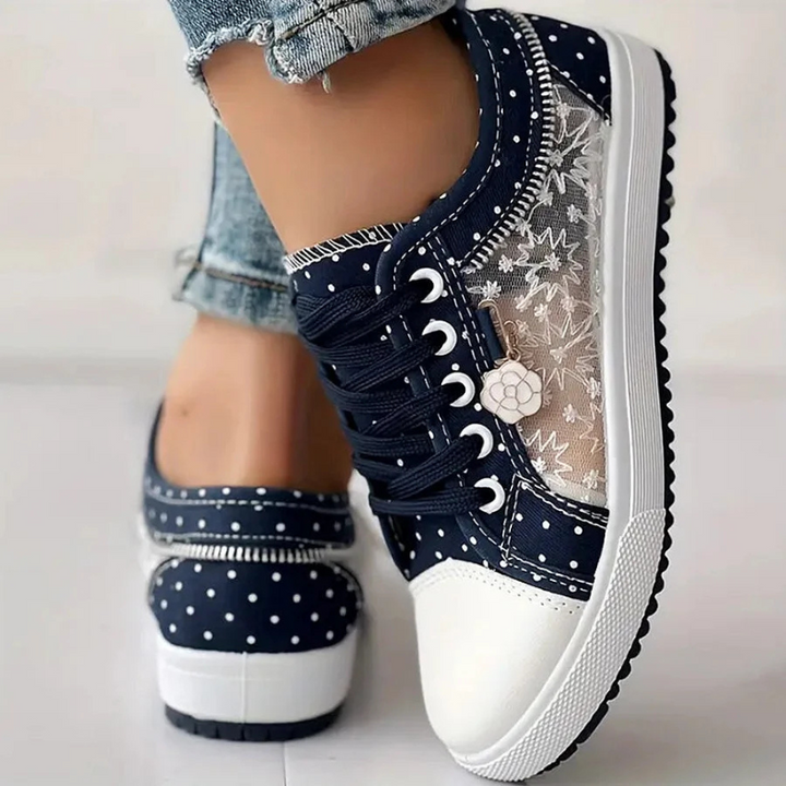 Spencer | Floral Mesh Lace-Up Sneakers