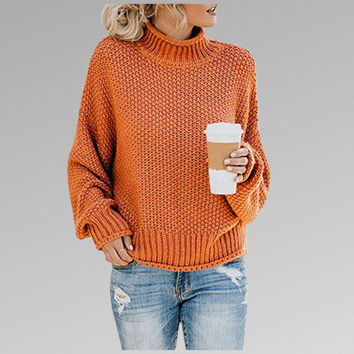 Remedios | Chunky Knit Turtleneck Sweater with Batwing Sleeves