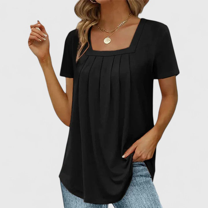 Madison | Square Neck Pleated Blouse