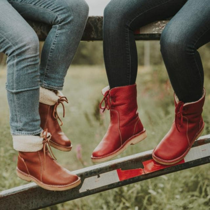 Quintessa | Leather Mid-Calf Boots with Lace-Up Back