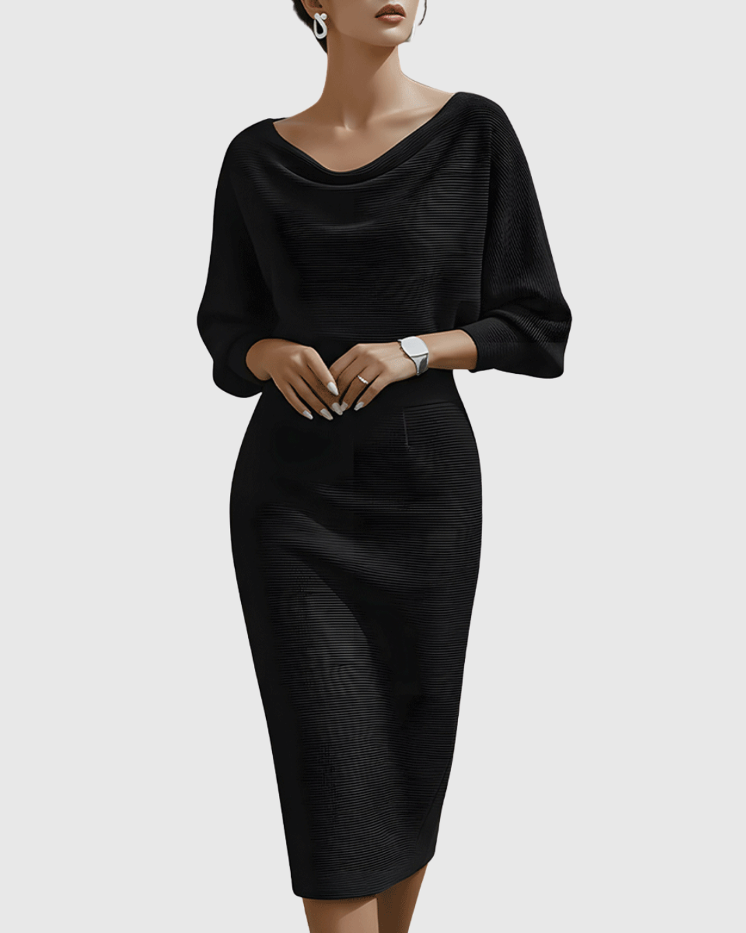 Daniela | Draped Batwing Midi Dress