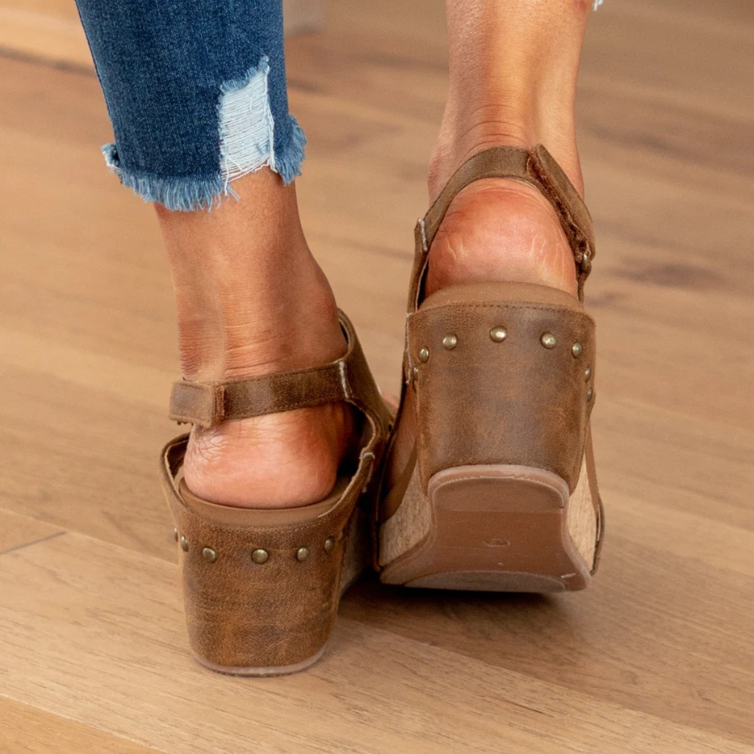Valeria | Open Toe Wedge Slingbacks