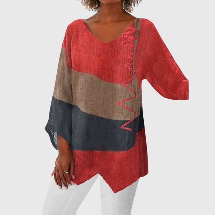 Rory | Colorblock Tunic Top with V-Neck