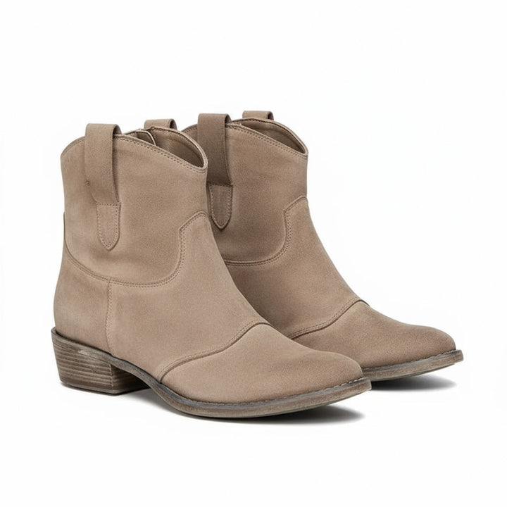 Christiana | Solid Western Ankle Boots with Block Heel