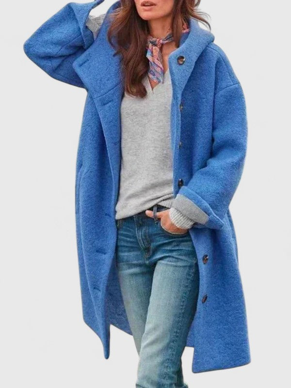 Dinah | Hooded Button-Front Wool Coat
