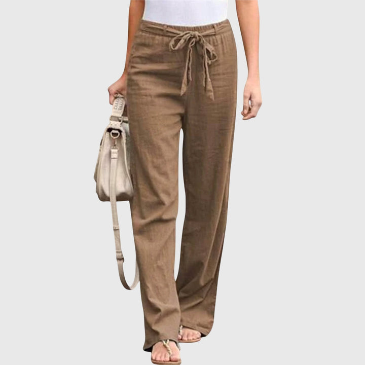 Mariel | Wide Leg Linen Pants with Tie Belt