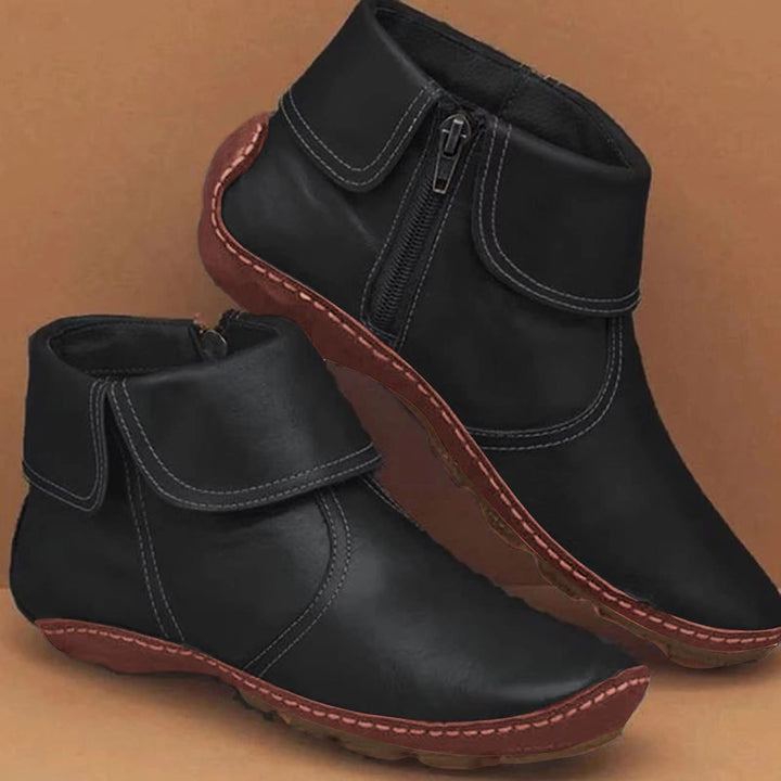 Amaris | Vintage Leather Ankle Boots with Side Zip