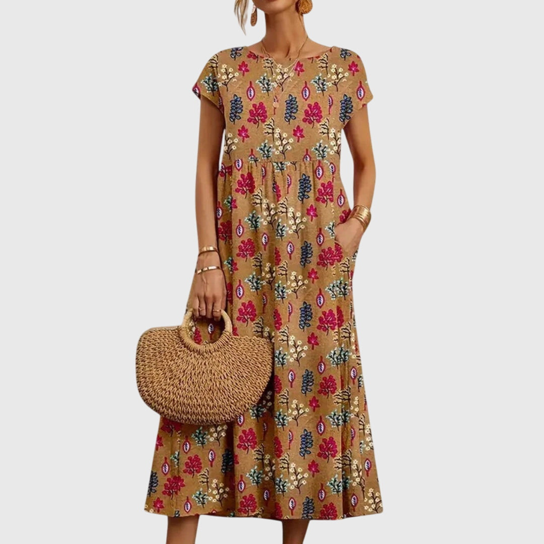 Romina | Floral Empire Waist Midi Dress