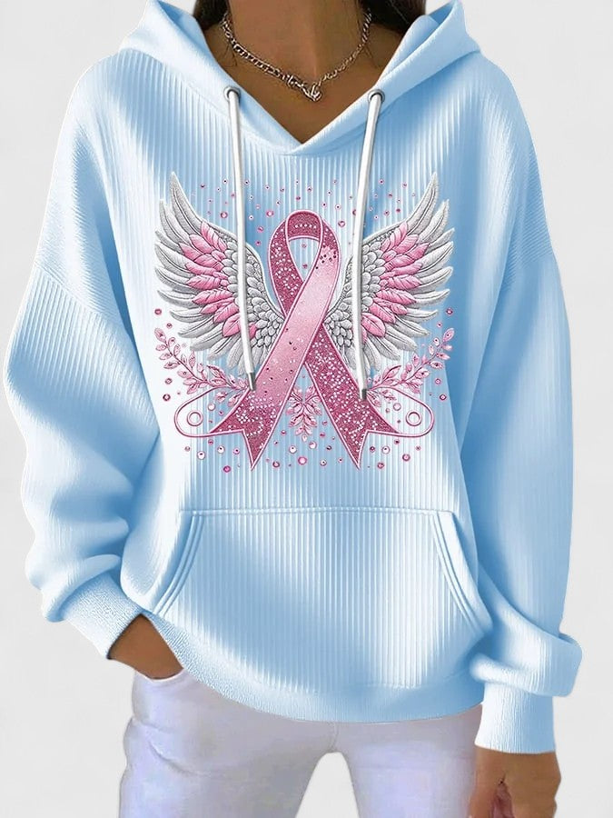 Ilse | Ribbon Wings Print Hoodie Sweatshirt